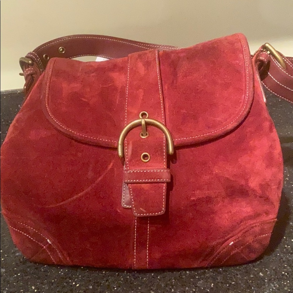 Burgundy Suede Coach Bag